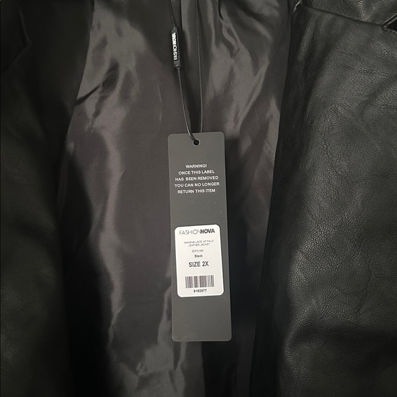 Fashion Nova | Lace-Up Detail Faux Leather Jacket - Picture 7 of 10